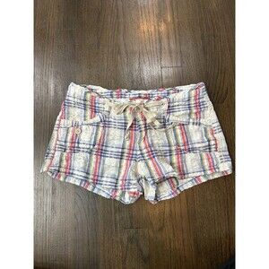 Union Bay Low-Rise Blue Plaid Mini Shorts 100% Cotton Juniors size 1 Y2K Vintage
